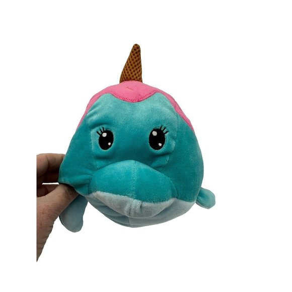Spark Create Plush Animal Blue & Pink Ice‎ Cream Cone Narwhal - Picture 1 of 6